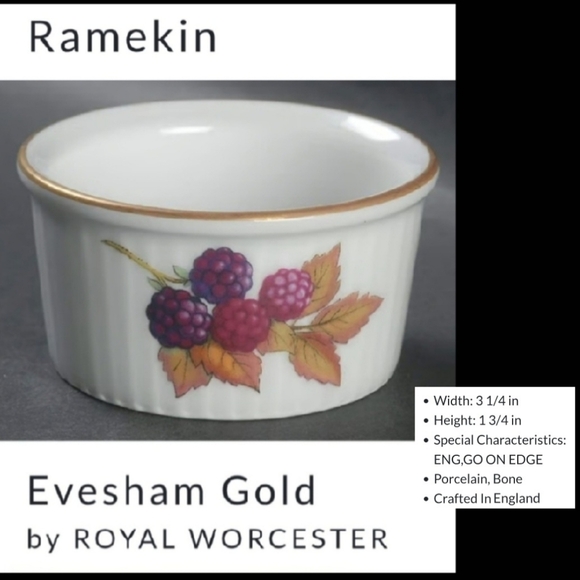 (4) "Evesham Gold" Gold On The Edge Oven Safe Ramekins by Royal Worcester - Picture 2 of 8